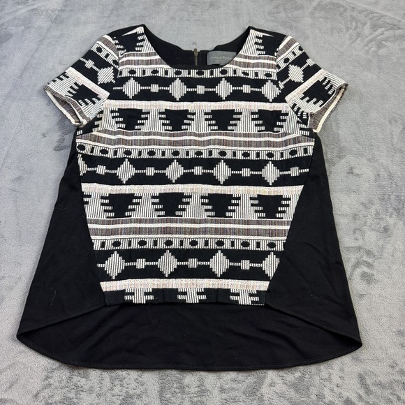 Sunday in Brooklyn Tops - Sunday In Brooklyn Shirt Womens Medium Geometric Patterned Short Sleeve Top